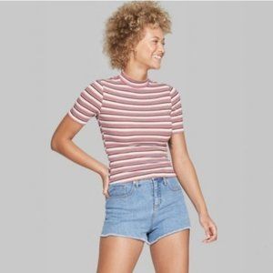 Wild Fable Rainbow Striped Mock Neck Top XL